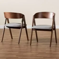 Kirklands Home Dining Chairs|& Walnut Danton Dining Chairs, Set of 2 Gray