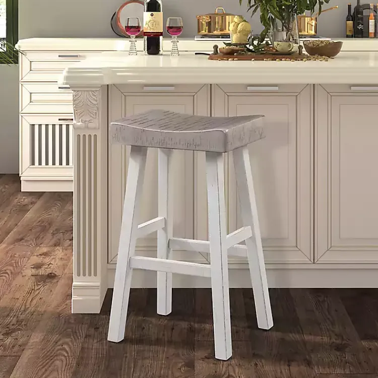 Kirklands Home Bar Stools & Counter Height Stools|& White Backless Cooper Bar Stools, Set of 2 Gray