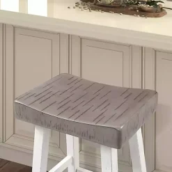 Kirklands Home Bar Stools & Counter Height Stools|& White Backless Cooper Bar Stools, Set of 2 Gray