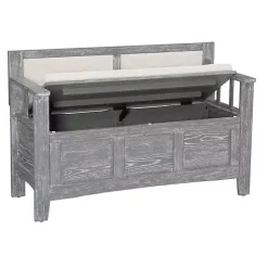Kirklands Home Benches & Ottomans|Gray and Beige Carlton Storage Bench
