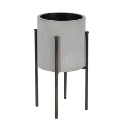 Kirklands Home Planters|and Black Solid Iron Plant Stands, Set of 2 Gray