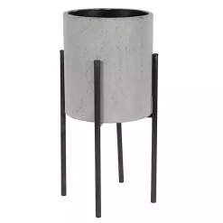 Kirklands Home Planters|and Black Solid Iron Plant Stands, Set of 2 Gray