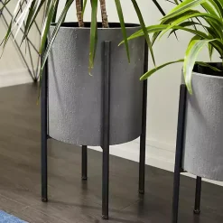 Kirklands Home Planters|and Black Solid Iron Plant Stands, Set of 2 Gray