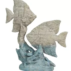 Discount Gray and Blue Fish Statue Statues & Figurines