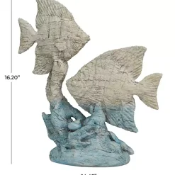Discount Gray and Blue Fish Statue Statues & Figurines