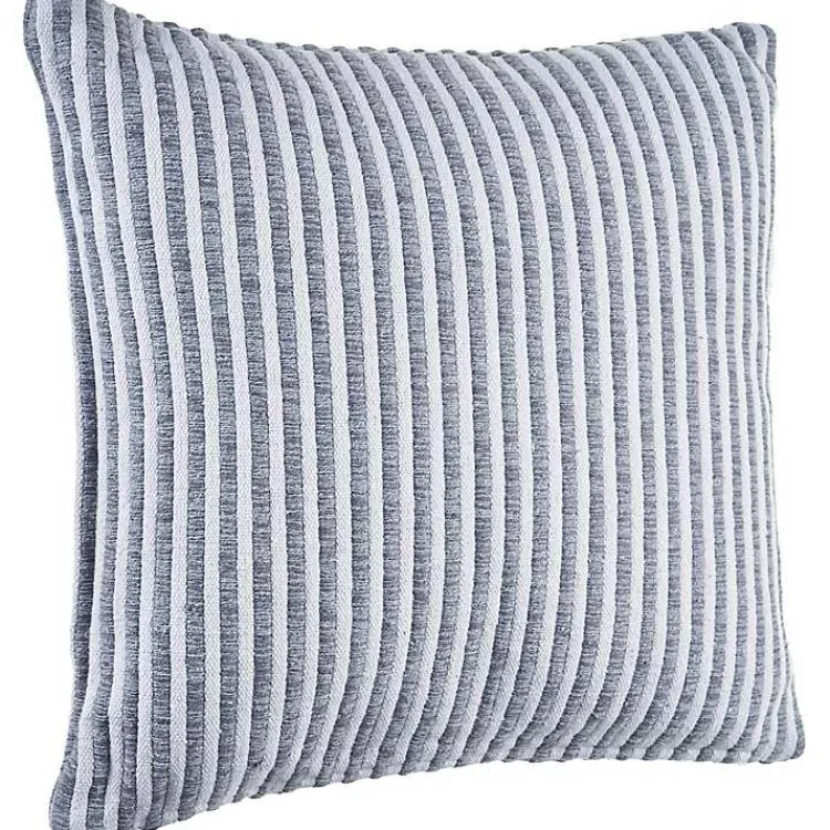 Discount Gray and Cream Striped Pillow, 22 in. Pillows