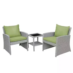 Kirklands Home Outdoor Sets|Gray and 3-pc. Wicker Chat Set Green