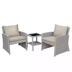 Kirklands Home Outdoor Sets|Gray and 3-pc. Wicker Chat Set Tan