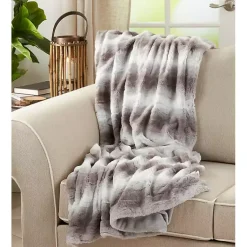 Best Gray and White Animal Print Faux Fur Throw Blankets & Throws