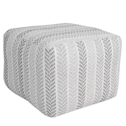Outlet Gray and White Chevron Cotton Pouf Poufs & Floor Cushions