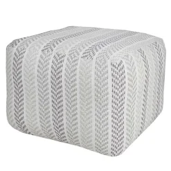 Outlet Gray and White Chevron Cotton Pouf Poufs & Floor Cushions