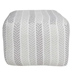 Outlet Gray and White Chevron Cotton Pouf Poufs & Floor Cushions