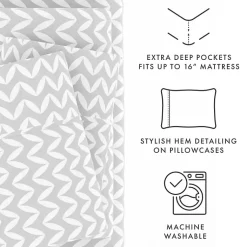 Kirklands Home Bed Sheets|Gray and White Chevron 3-pc. Twin Sheet Set