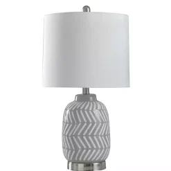 Kirklands Home Table Lamps|Gray and Etched Table Lamp White