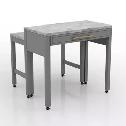 Kirklands Home Dining Tables|Gray and White Faux Marble Nested Counter Table
