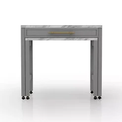 Kirklands Home Dining Tables|Gray and White Faux Marble Nested Counter Table