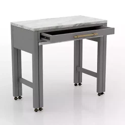 Kirklands Home Dining Tables|Gray and White Faux Marble Nested Counter Table