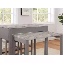 Kirklands Home Dining Tables|Gray and White Faux Marble Nested Counter Table