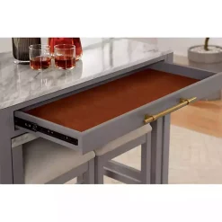 Kirklands Home Dining Tables|Gray and White Faux Marble Nested Counter Table