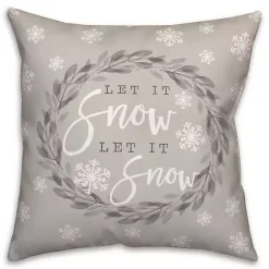 Best Gray and White Let it Snow Wreath Pillow Christmas Pillows