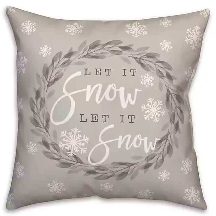 Best Gray and White Let it Snow Wreath Pillow Christmas Pillows