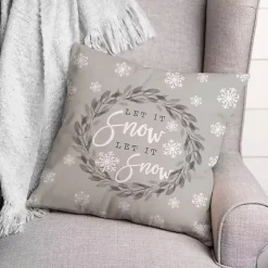Best Gray and White Let it Snow Wreath Pillow Christmas Pillows