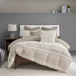 Kirklands Home Duvets|and White 3-pc. Full/Queen Duvet Set Gray