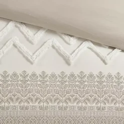 Kirklands Home Duvets|and White 3-pc. Full/Queen Duvet Set Gray