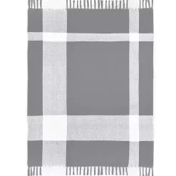 New Gray and White Plaid Organic Cotton Throw Blankets & Throws