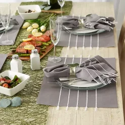 Kirklands Home Table Linens|and White Striped Placemats, Set of 4 Gray