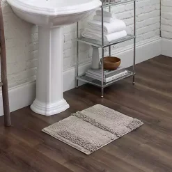 Kirklands Home Bathroom Rugs|Asymmetrical Cotton Bath Mat, 45 in. Gray