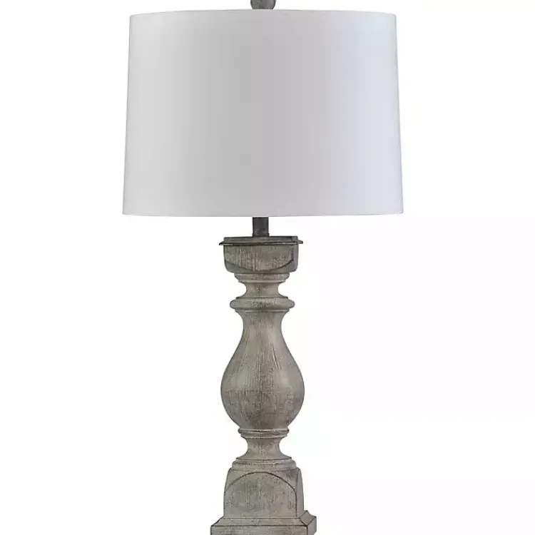Kirklands Home Table Lamps|Gray Balustrade Table Lamp White