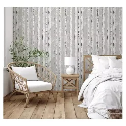 Kirklands Home Wall Murals & Wallpaper|Birch Peel & Stick Wallpaper Gray