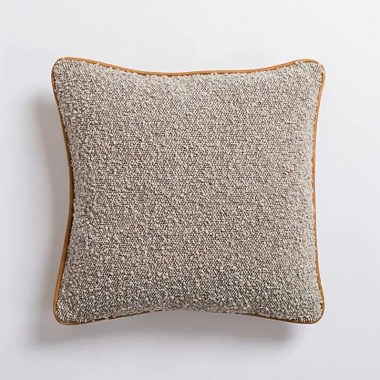 Discount Boucle and Leather Pillow Pillows