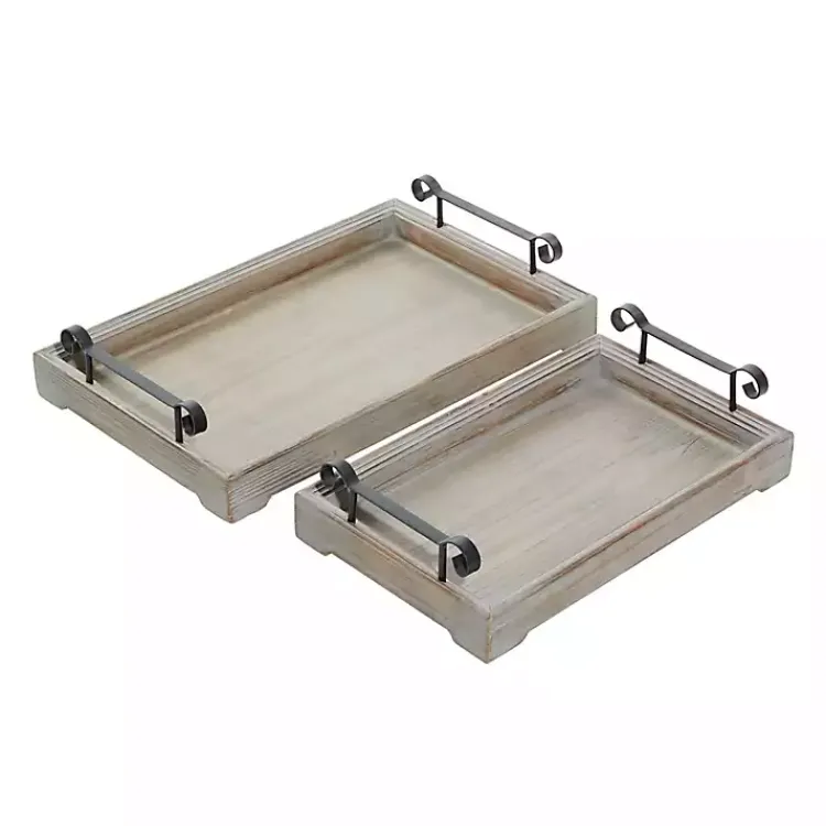 Hot Brushed Distressed 2-pc. Decorative Tray Set Decorative Trays