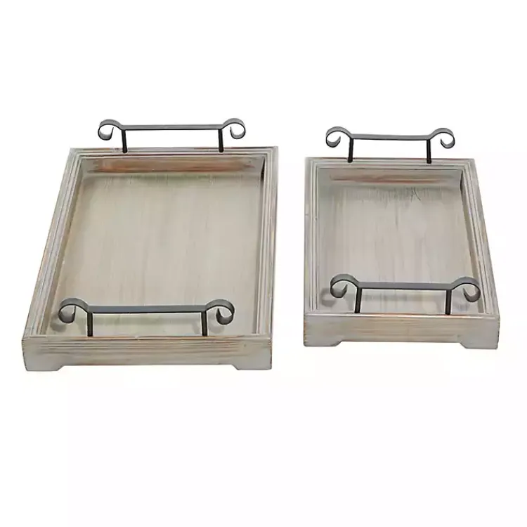 Hot Brushed Distressed 2-pc. Decorative Tray Set Decorative Trays