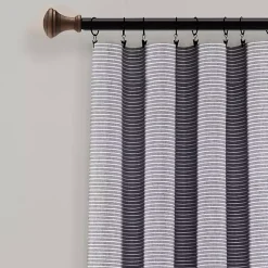 Kirklands Home Curtains & Drapes|Gray Button and Stripe Curtain Panel Set, 95 in.