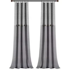 Kirklands Home Curtains & Drapes|Gray Button and Stripe Curtain Panel Set, 95 in.