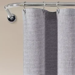 Kirklands Home Shower Curtains|Button and Stripe Shower Curtain Gray