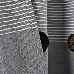 Kirklands Home Shower Curtains|Button and Stripe Shower Curtain Gray