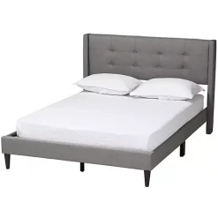 Kirklands Home Beds & Headboards|Button Tufted Headboard Full Platform Bed Gray