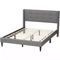 Kirklands Home Beds & Headboards|Button Tufted Headboard Full Platform Bed Gray