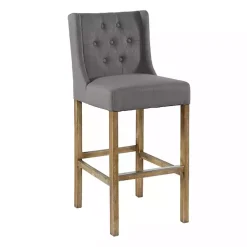 Kirklands Home Bar Stools & Counter Height Stools|Button Tufted Kia Barstool Gray