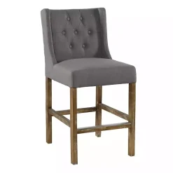 Kirklands Home Bar Stools & Counter Height Stools|Button Tufted Kia Counter Stool Gray