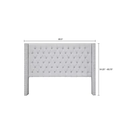 Kirklands Home Beds & Headboards|Button Tufted Nailhead Trim Queen Headboard Gray