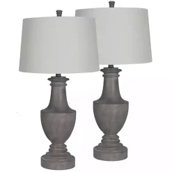 Kirklands Home Table Lamps|Carved Urn Table Lamps, Set of 2 Gray