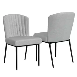 Kirklands Home Dining Chairs|Channel Back Rounded Dining Chairs, Set of 2 Gray