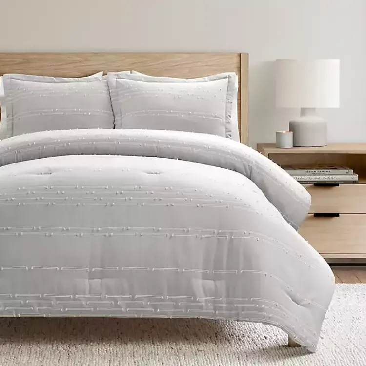 Kirklands Home Comforters|Clipped Stripe 3-pc. Full/Queen Comforter Set Gray