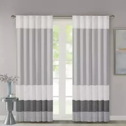 Kirklands Home Curtains & Drapes|Gray Color Block Striped Curtain Panel, 84 in.
