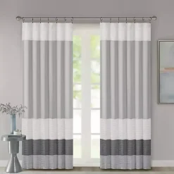 Kirklands Home Curtains & Drapes|Gray Color Block Striped Curtain Panel, 84 in.